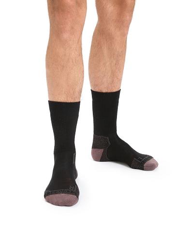 Chaussettes Icebreaker Merino Hike+ Medium Crew Homme Noir | FR 1023UZGT